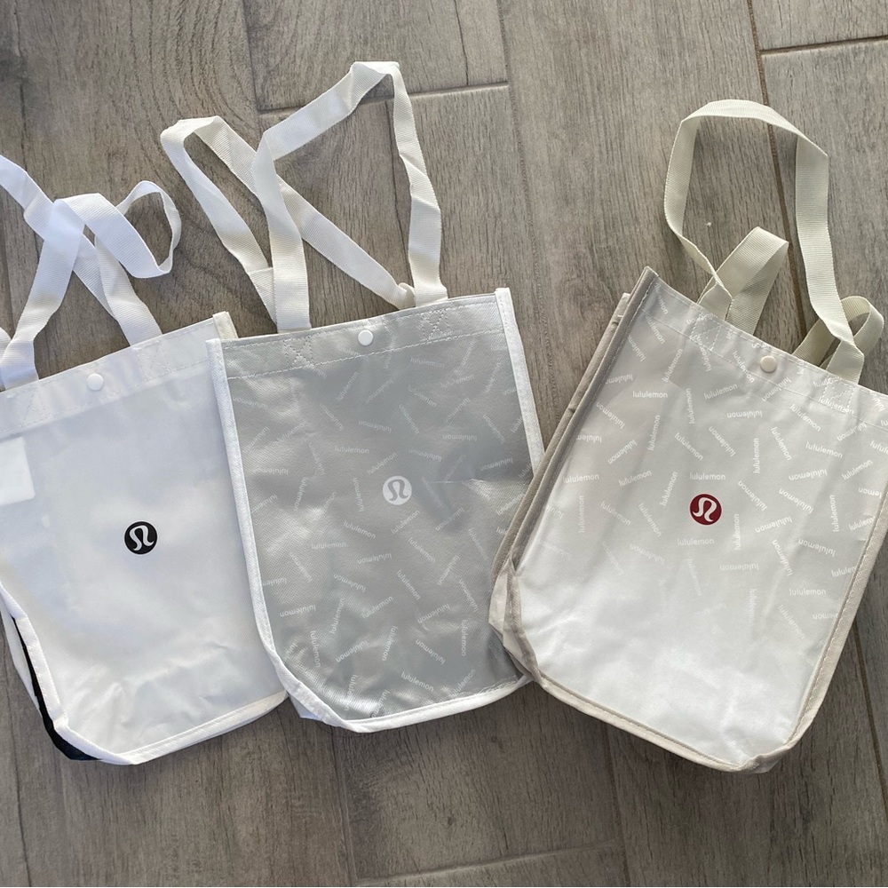 lululemon athletica White, Gray, and Cream Totes